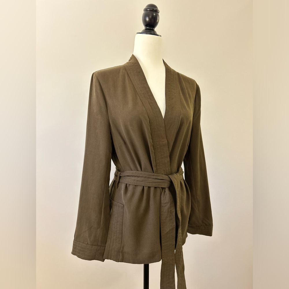 H&M Army Green, Dark Green Short Kimono, Tie Waist - size 8